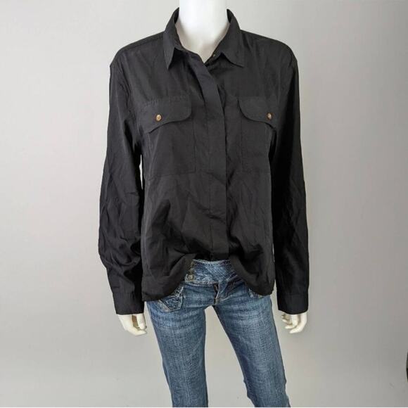 Charlotte Russe Black Button Front Shirt / Large - Picture 1 of 6